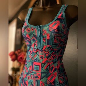 NWT- Champion Geometric Print Midi Dress - Teal and Pink
